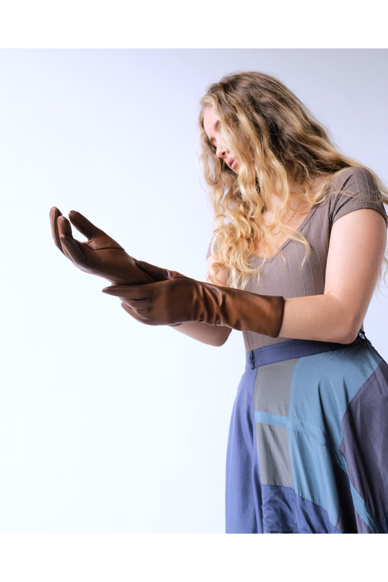 Agnelle Gants En Cuir Femme Doublés Soie Célia