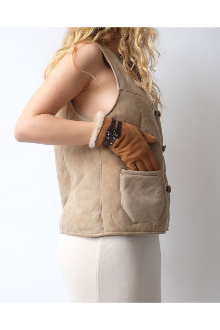 Agnelle Gants Femme En Cuir Double Face Bombera