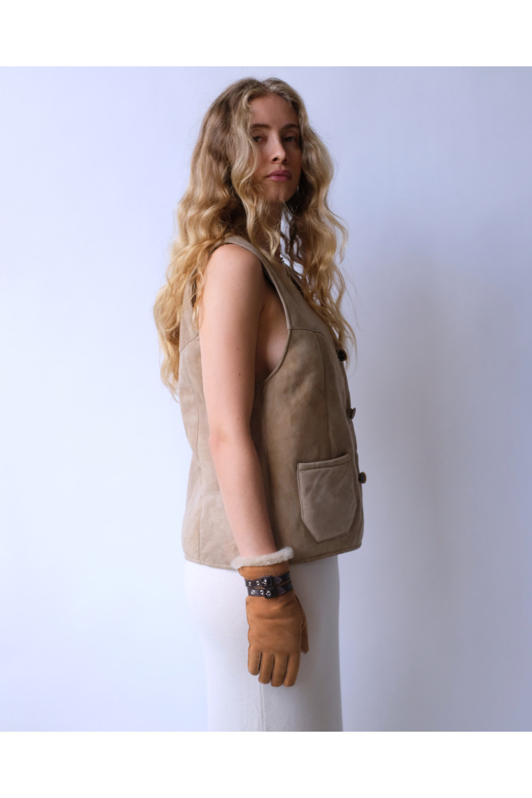 Agnelle Gants Femme En Cuir Double Face Bombera