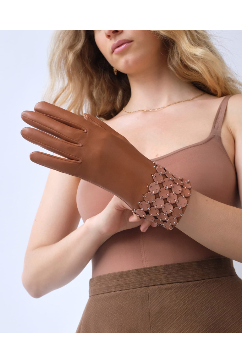 Agnelle Gants Femme En Cuir Doublés Soie Emilia