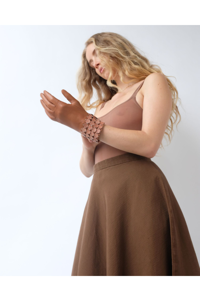 Agnelle Gants Femme En Cuir Doublés Soie Emilia