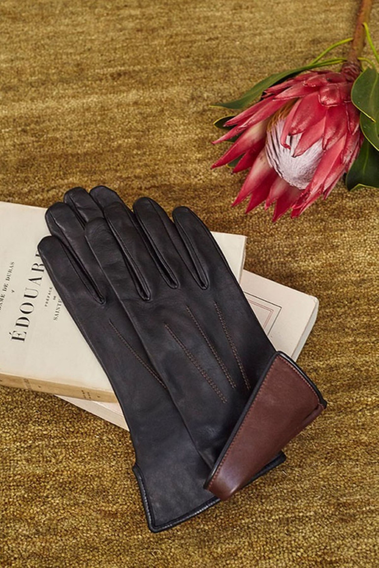 Agnelle Gants Femme En Cuir Doublés Soie Fanny