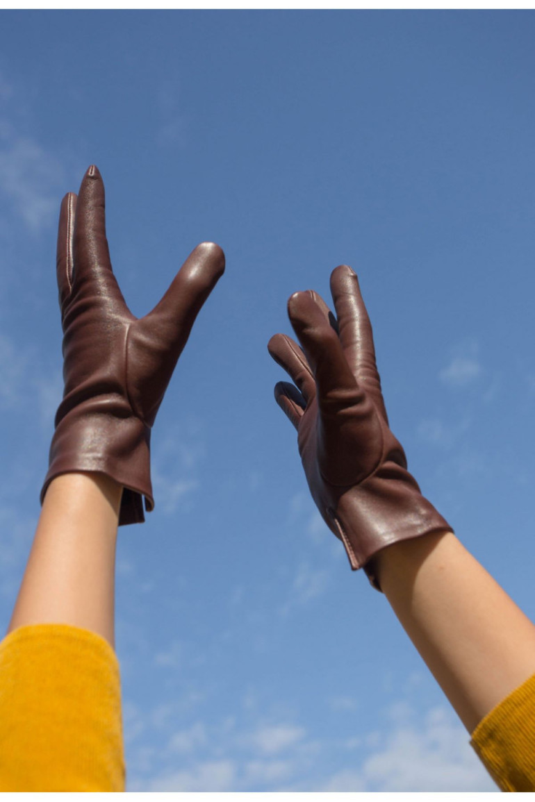 Agnelle Gants Femme En Cuir Doublés Soie Kate