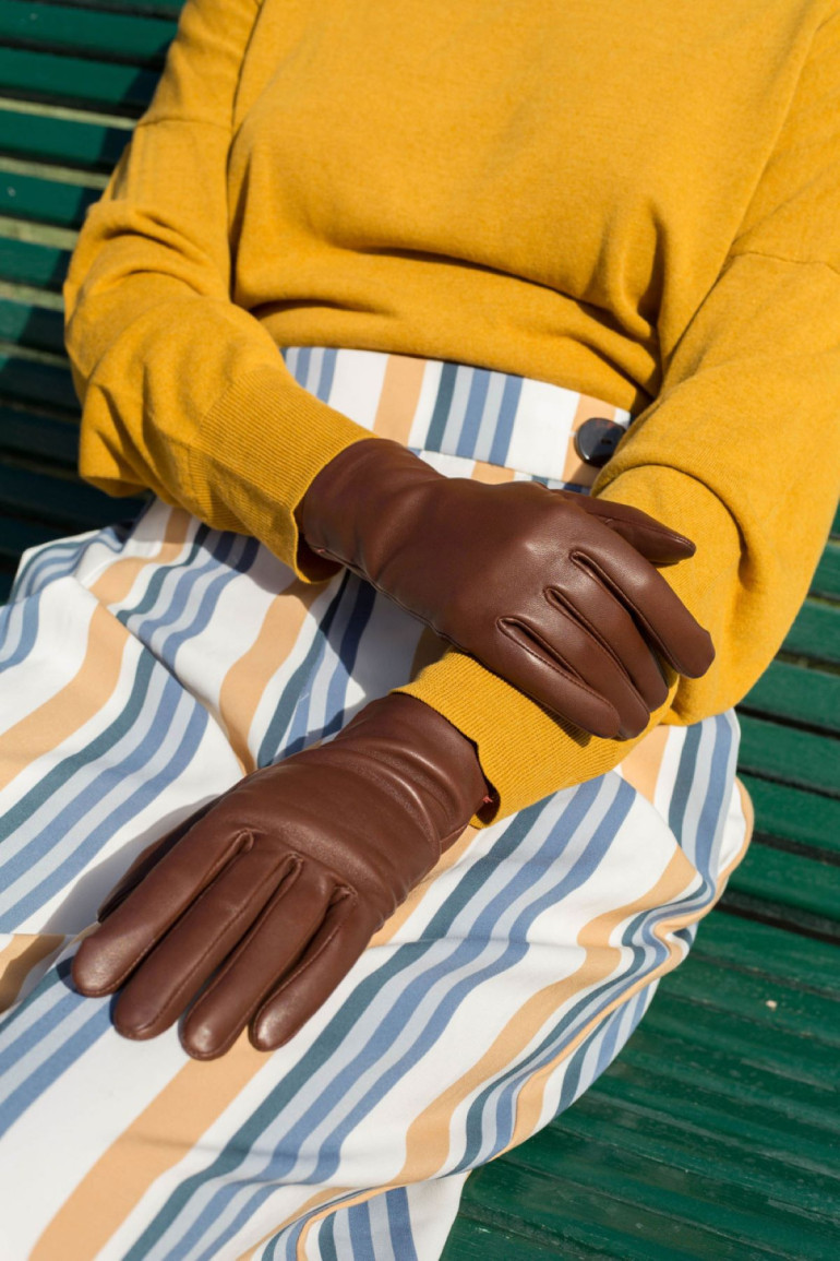 Agnelle Gants Femme En Cuir Doublés Soie Kate