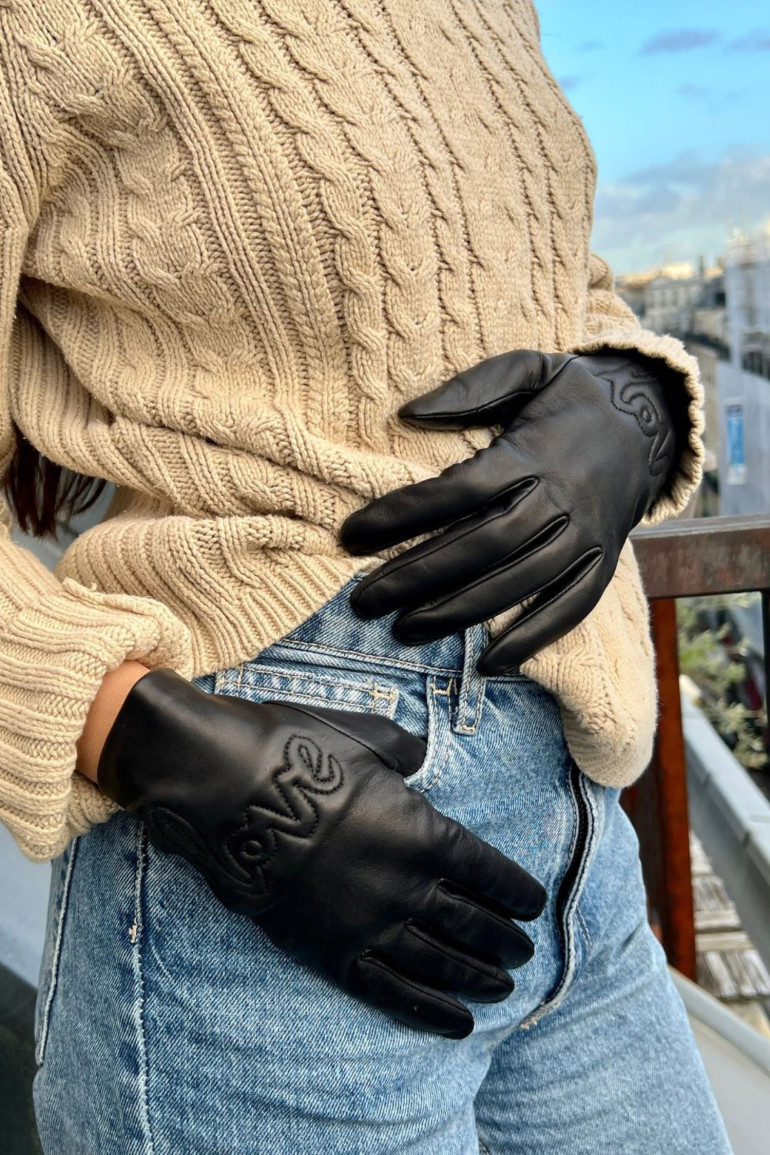 Agnelle Gants Femme En Cuir Doublés Soie Moor