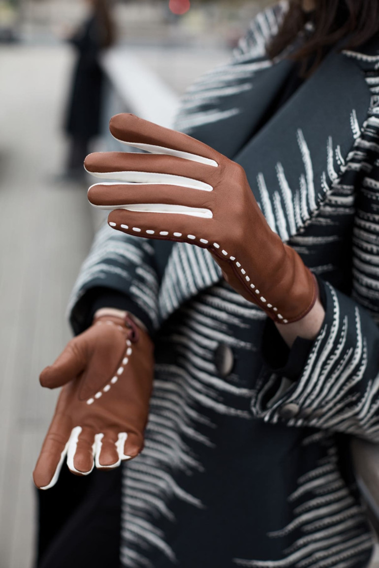 Agnelle Gants Femme En Cuir Doublés Soie Pilar