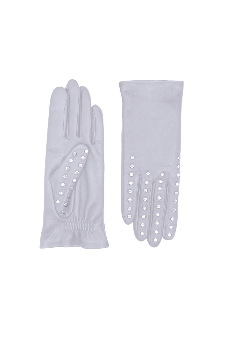 agnelle Gants Femme en Cuir Doublés Soie Studs