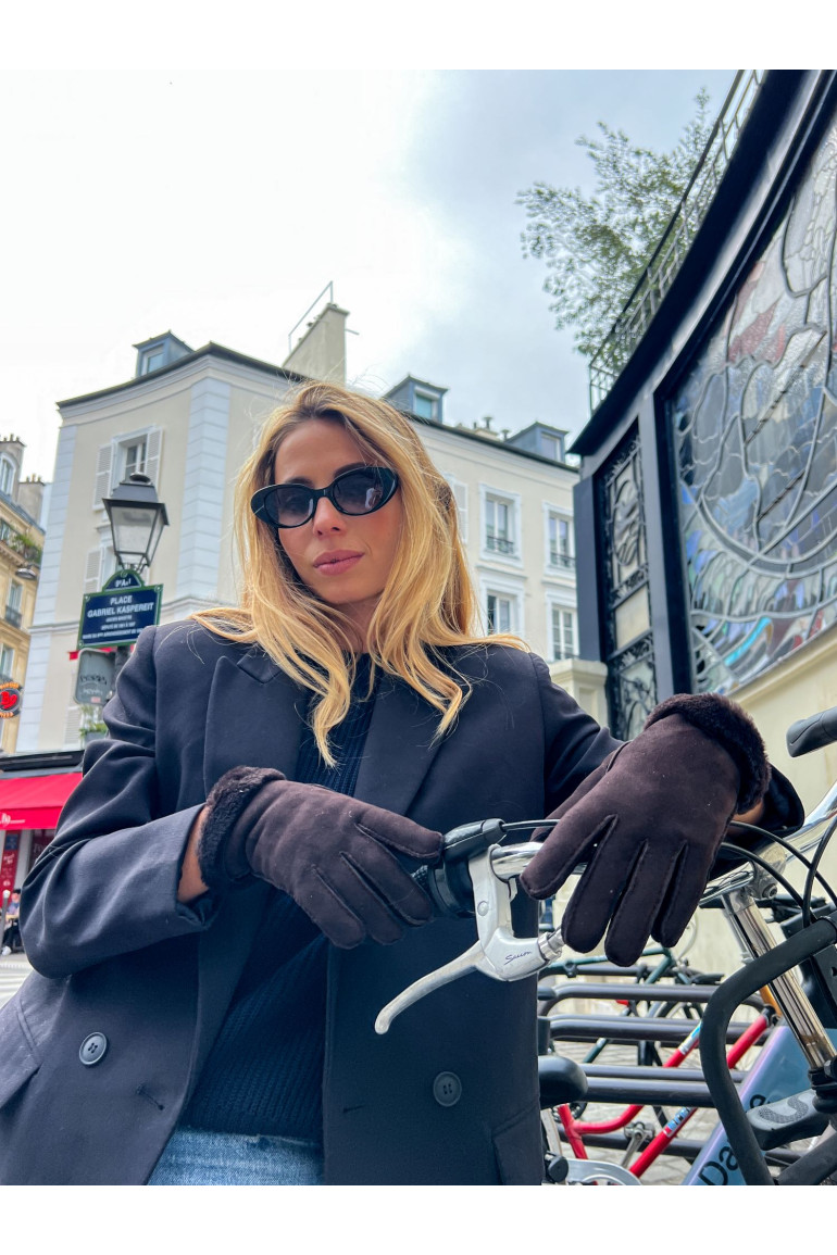 Agnelle Gants Femme En Cuir Peau Lainée Denise
