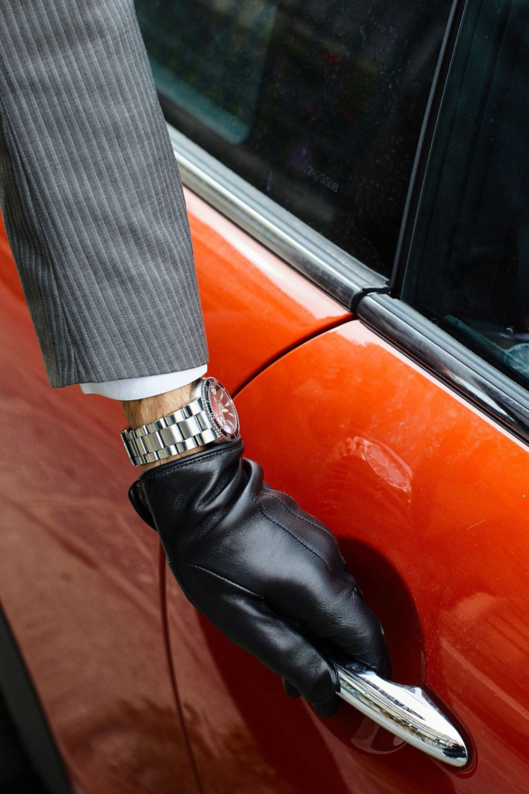 Agnelle Gants Homme En Cuir Doublés Cachemire Slim
