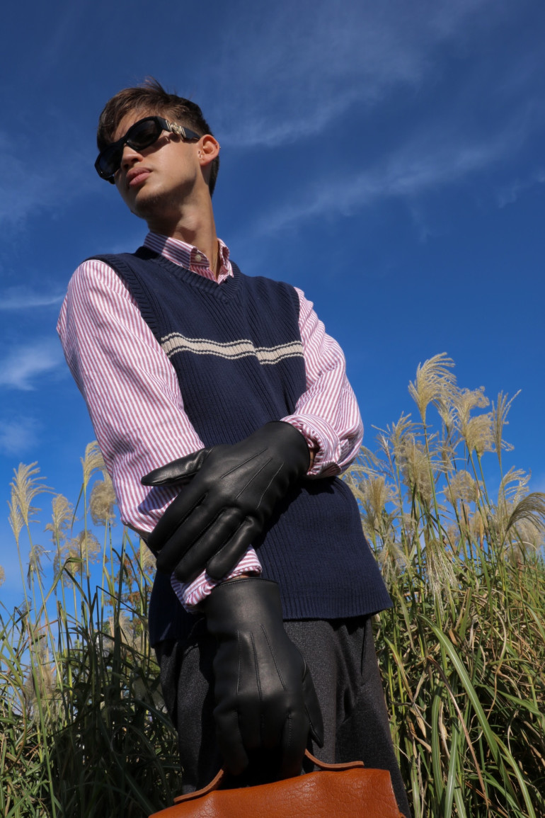 Agnelle Gants Homme En Cuir Doublés Lapin Rabbit