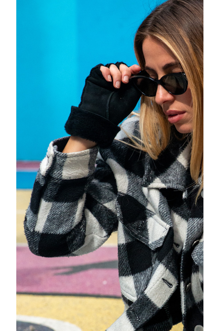 Agnelle Mitaines Femme En Cuir Peau Lainée Karlita