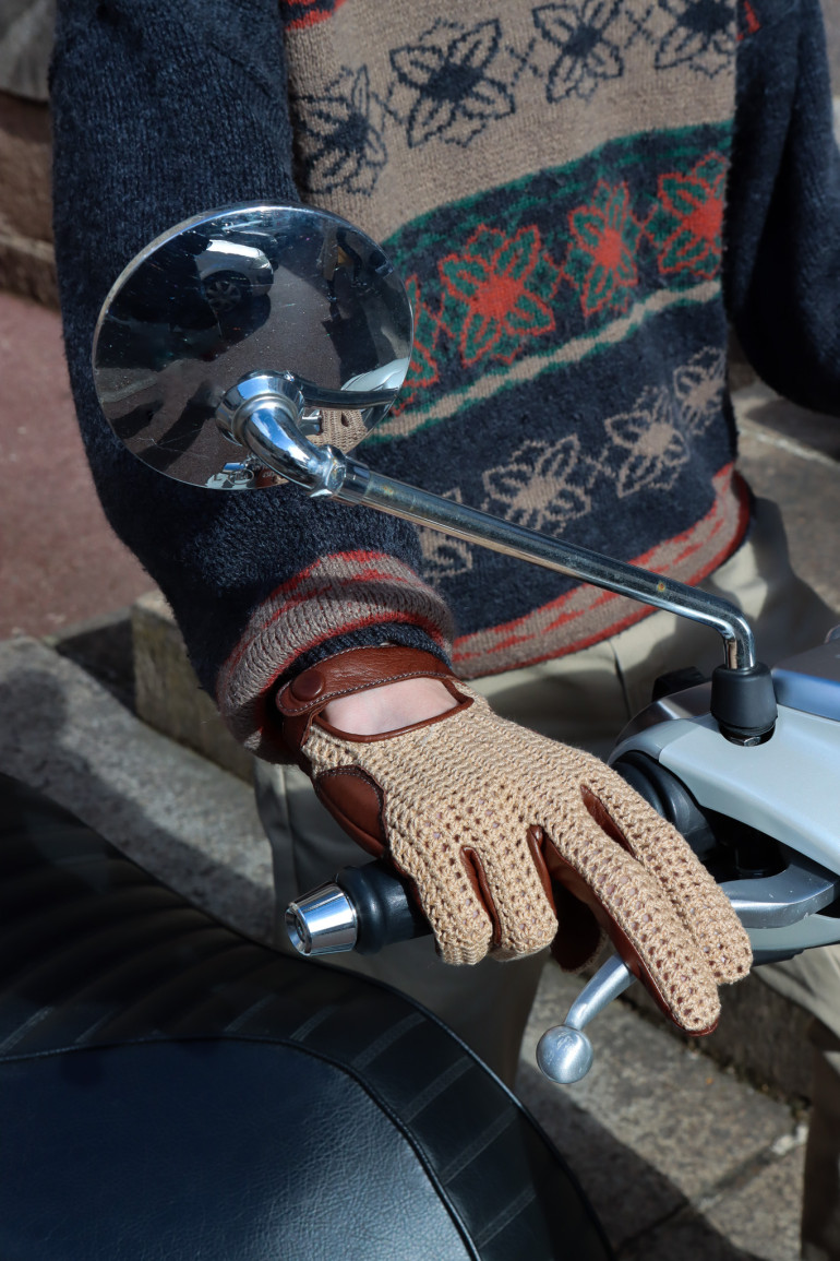 Agnelle Gants De Conduite Homme En Cuir Et Crochet Liam