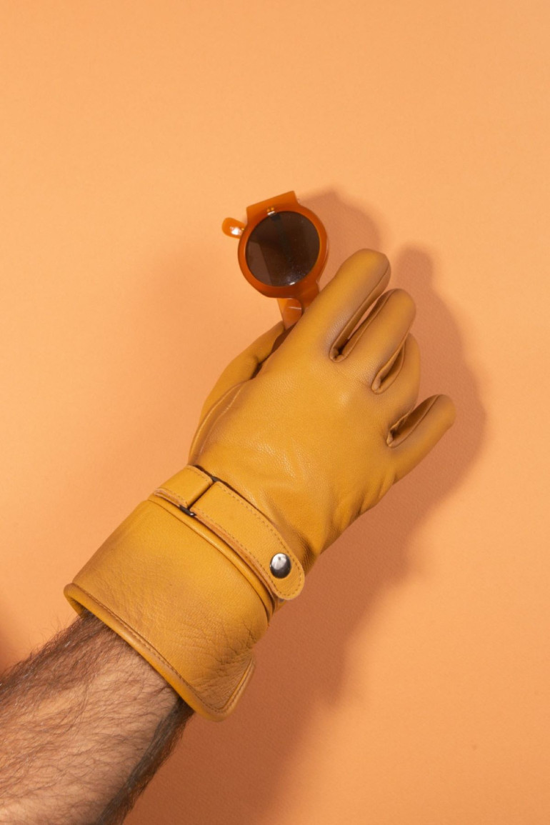 Agnelle Gants De Moto Homme En Cuir Doublés Alpaga Hooper