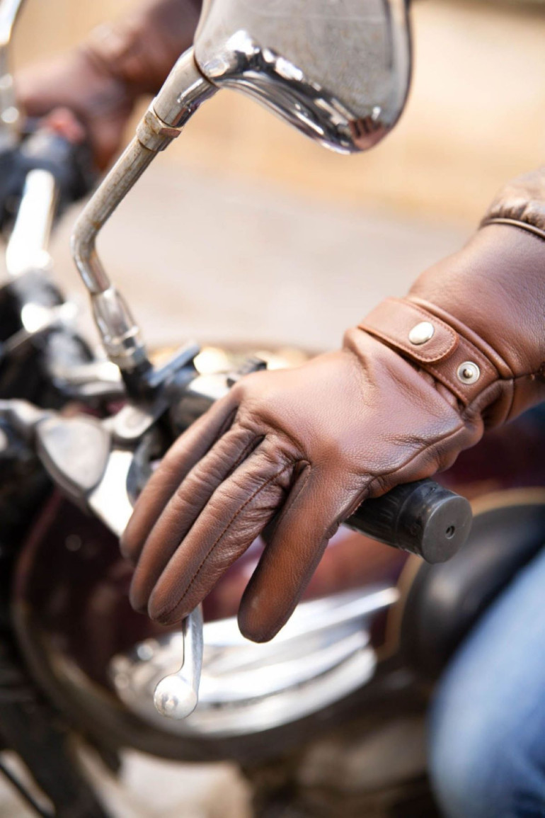 Agnelle Gants De Moto Homme En Cuir Doublés Alpaga Hooper