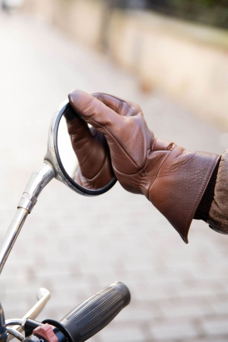 Agnelle Gants De Moto Homme En Cuir Doublés Alpaga Hooper