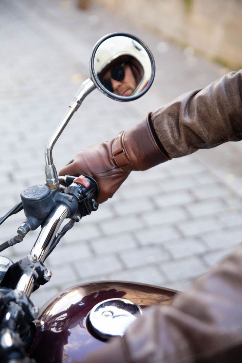 Agnelle Gants De Moto Homme En Cuir Doublés Alpaga Hooper