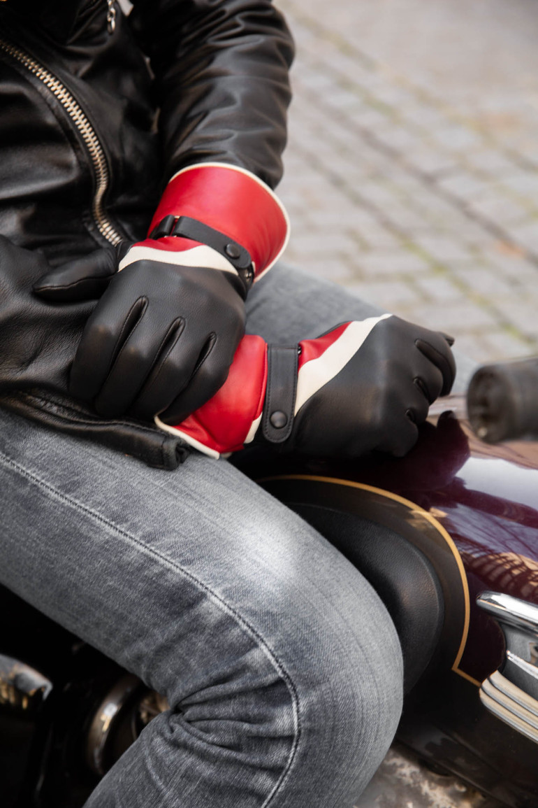 Agnelle Gants De Moto Homme En Cuir Doublés Alpaga Kenny