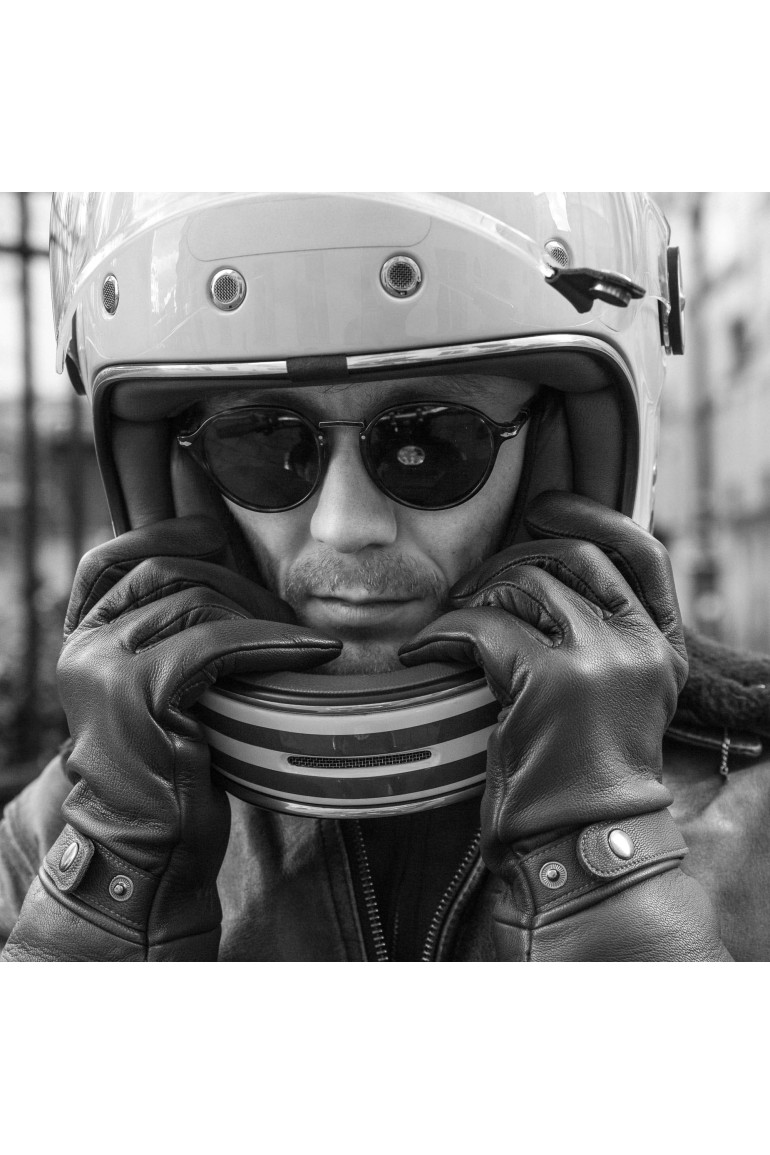 Agnelle Gants De Moto Homme En Cuir Doublés Lapin Et Polaire Hooper