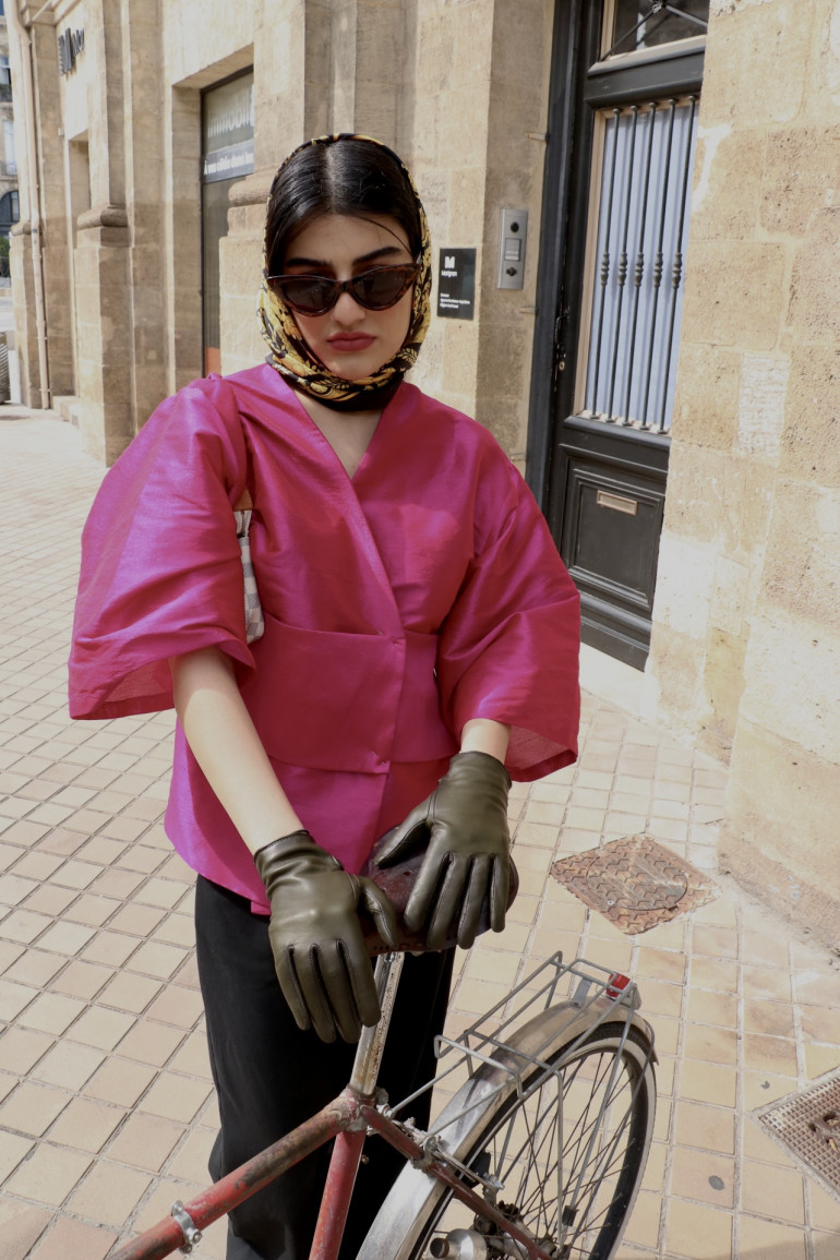 Agnelle Gants En Cuir De Mobilité Femme Doublés Soie Amal