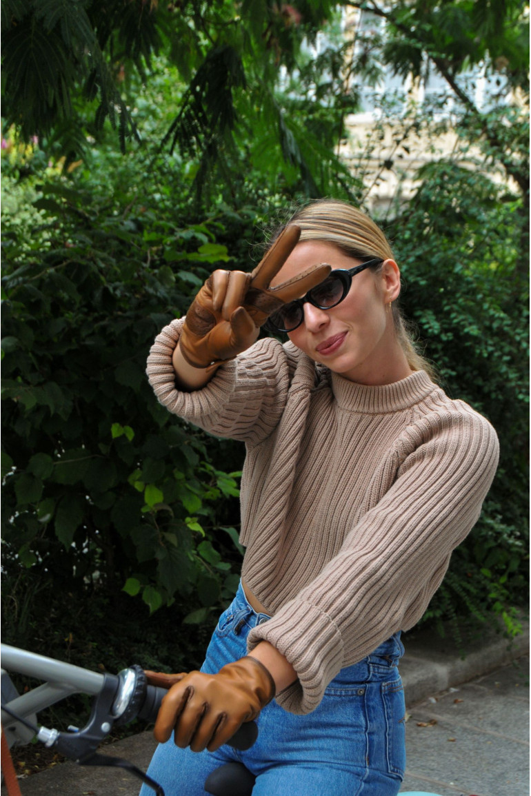 Agnelle Gants En Cuir De Mobilité Femme Doublés Soie Amal