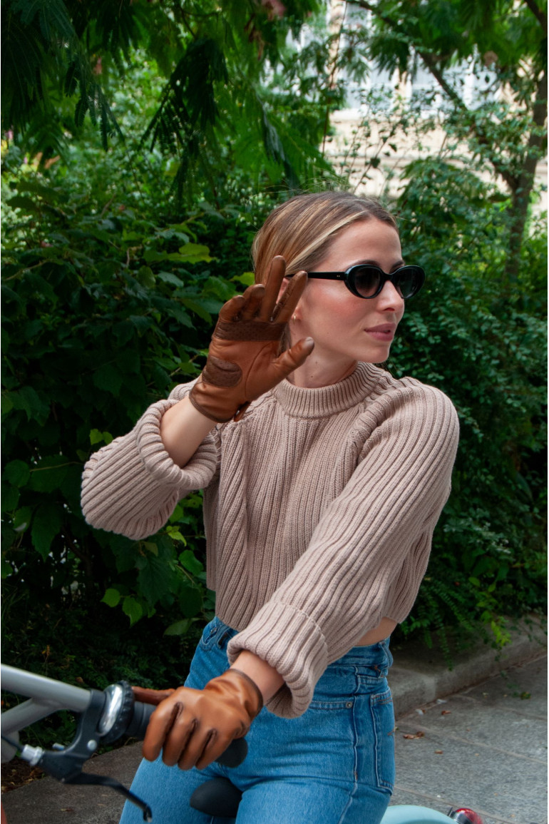 Agnelle Gants En Cuir De Mobilité Femme Doublés Soie Amal