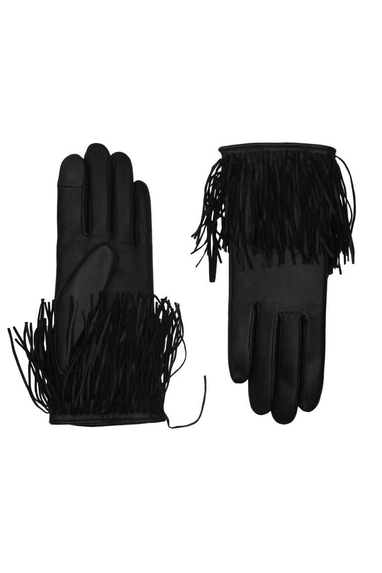 agnelle Gants Femme à Franges en Cuir Doublés Soie Léna