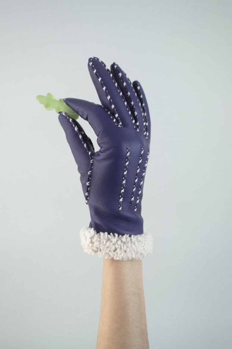 Agnelle Gants Femme En Cuir Doublés Alpaga Marie-Louise