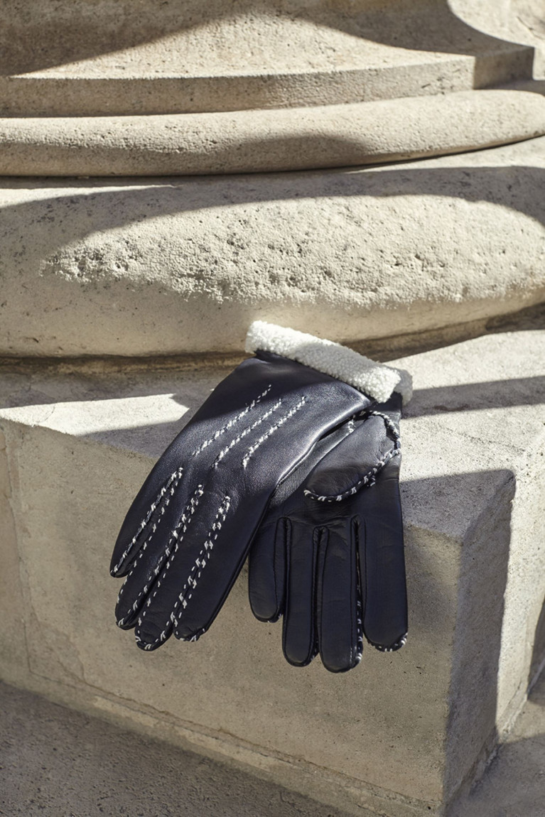 Agnelle Gants Femme En Cuir Doublés Alpaga Marie-Louise