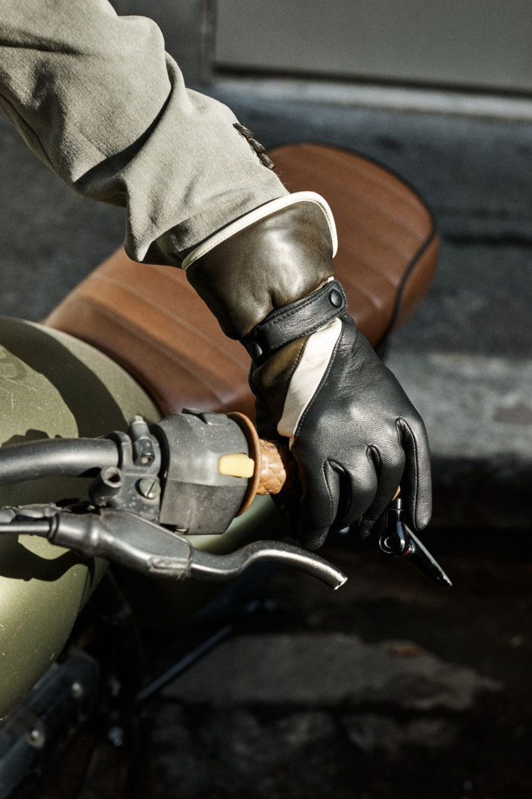 Agnelle Gants Femme Moto En Cuir - Questa Doublé Alpaga| Agnelle