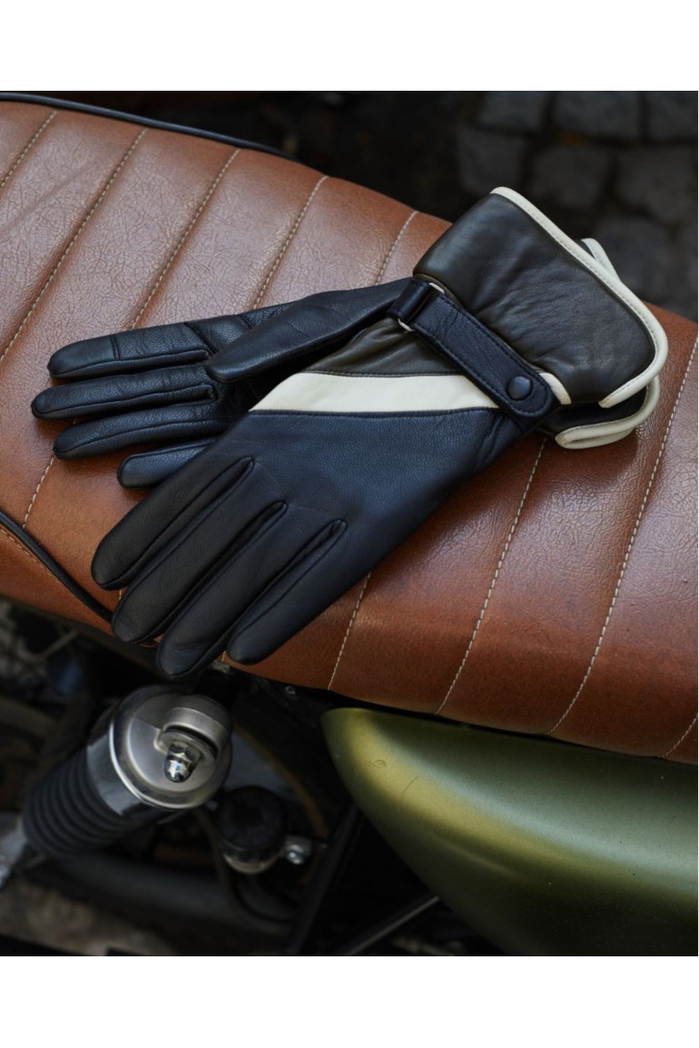 Agnelle Gants Femme Moto En Cuir - Questa Doublé Alpaga| Agnelle