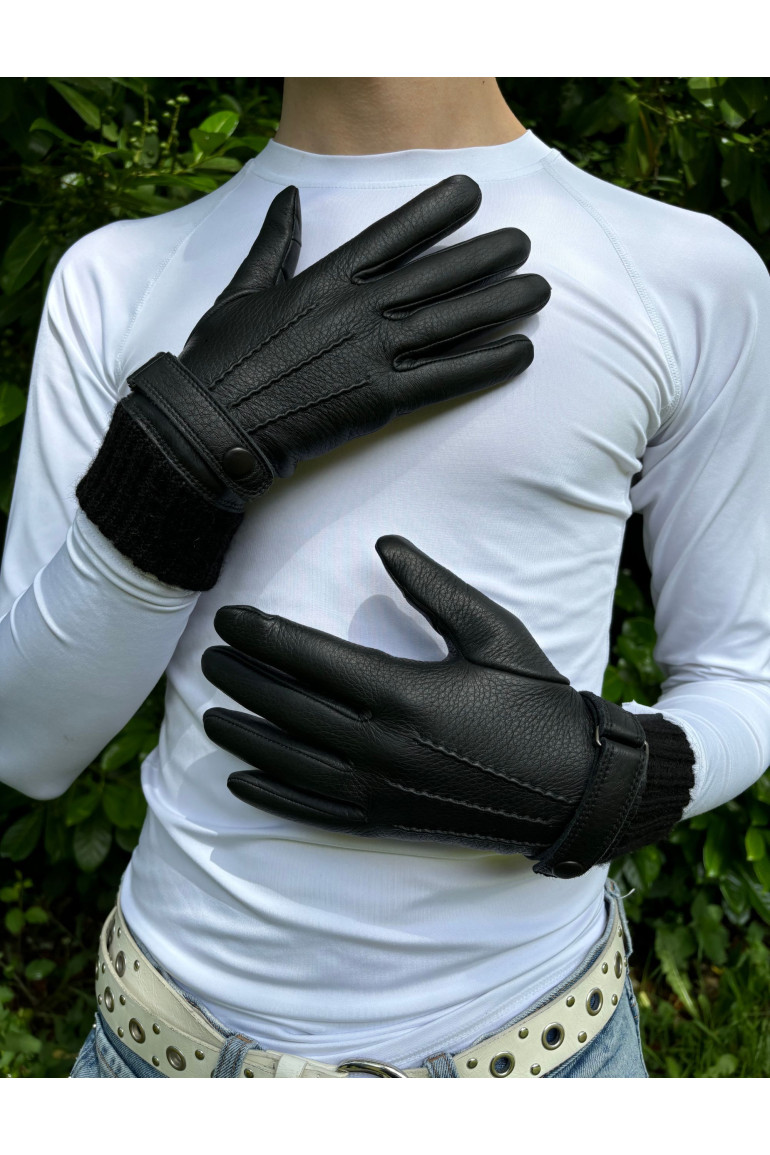 Agnelle Gants Homme En Cuir De Cerf Doublés Alpaga Darius