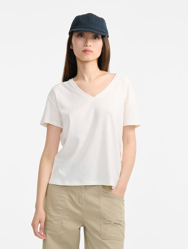 Aigle T-shirt Col V Encoton Et Lin Catégories