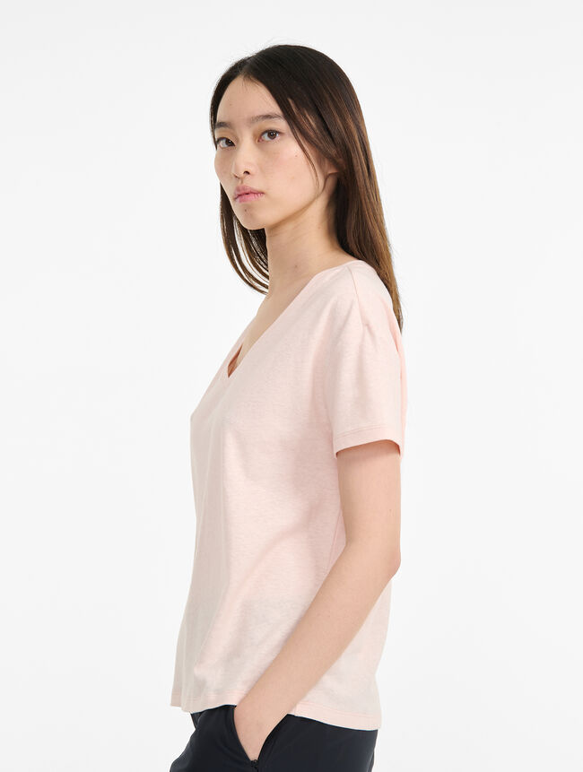 Aigle T-shirt Col V Encoton Et Lin Catégories