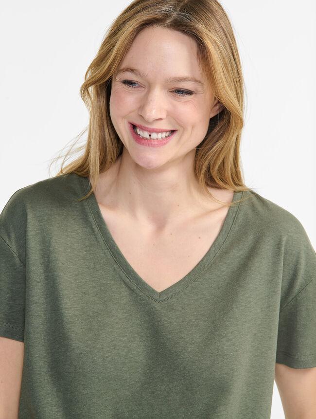 aigle T-shirt col V encoton et lin catégories