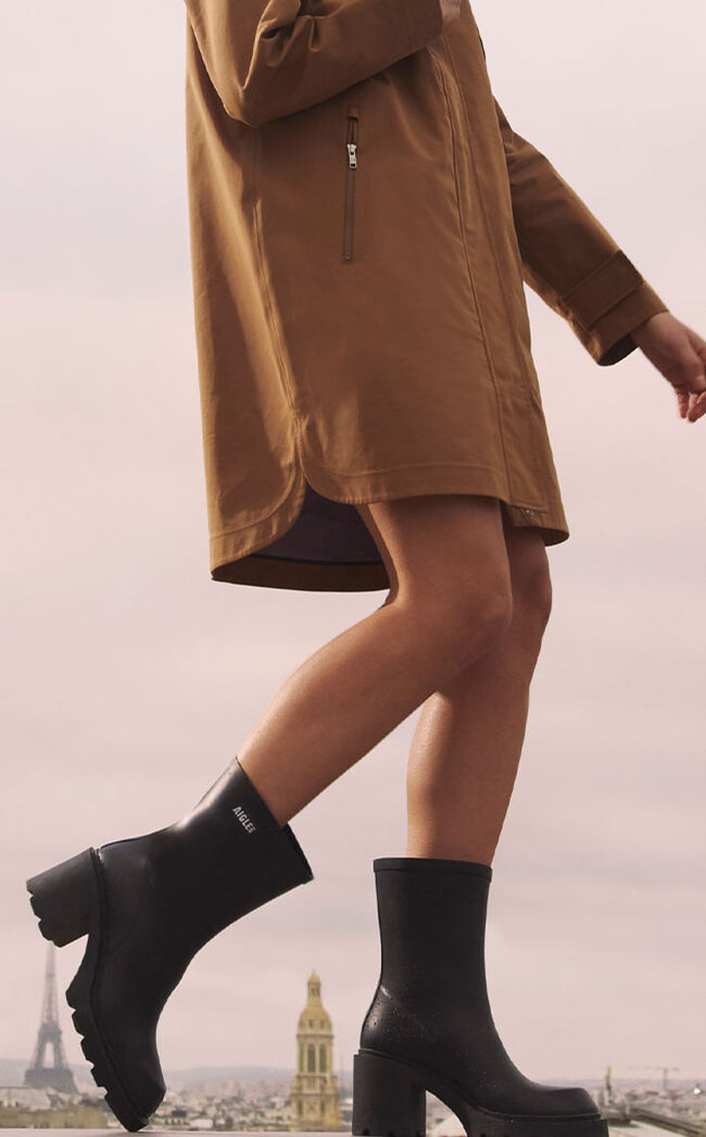 Aigle La Botte De Pluie à Talon Monceau Le Meilleur Atout Pour Allier Style Et Confort En Ville. Femme