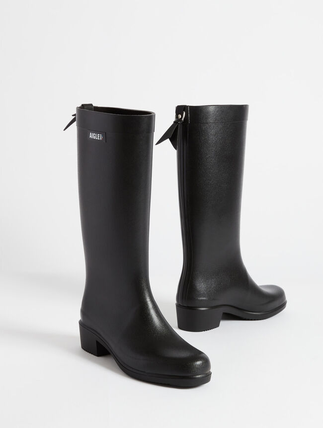 Aigle La Botte De Pluie Haute à Talon Aux Détails équestres Bottes