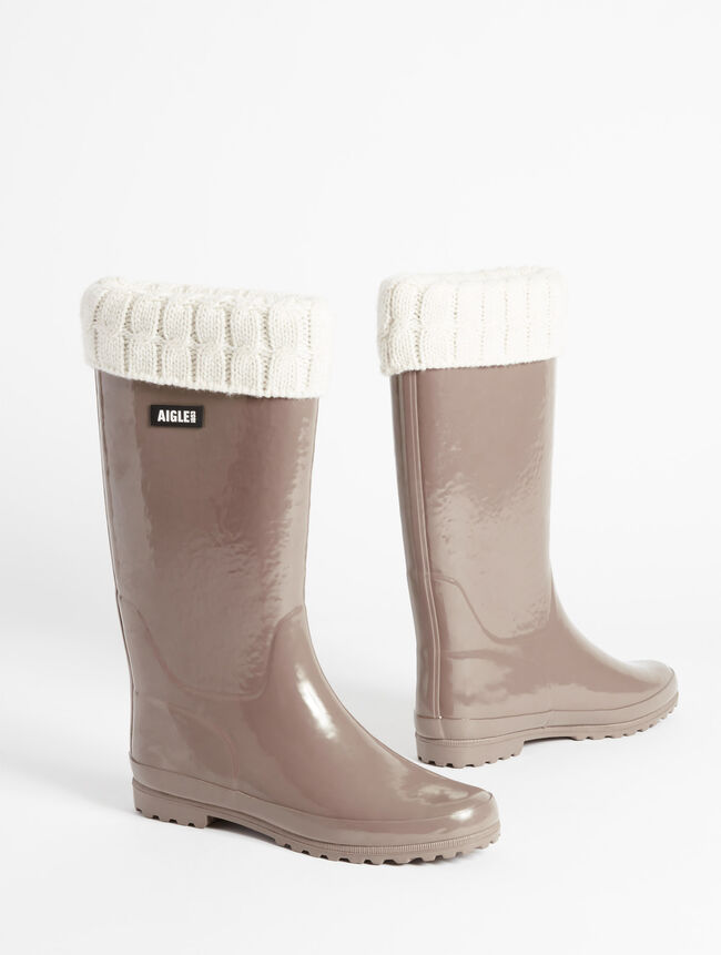 aigle La botte de pluie vernie en version fourrée femme