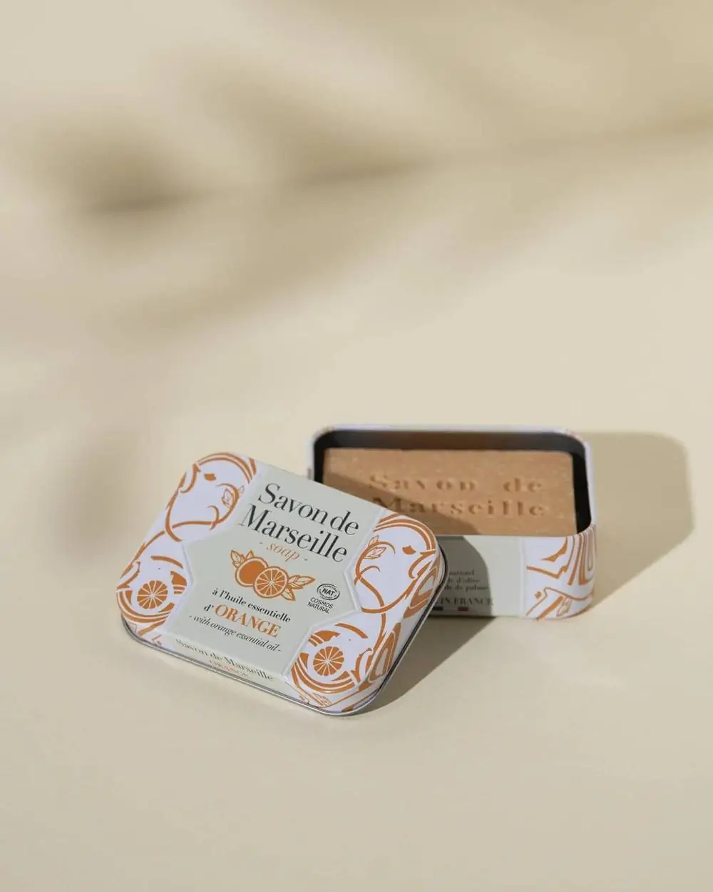 alepia Savon de Marseille parfumé à l'Orange - Boîte métal