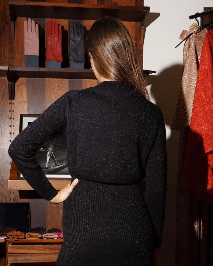 Alexandra Golovanoff Cardigan Crop JLAG Black