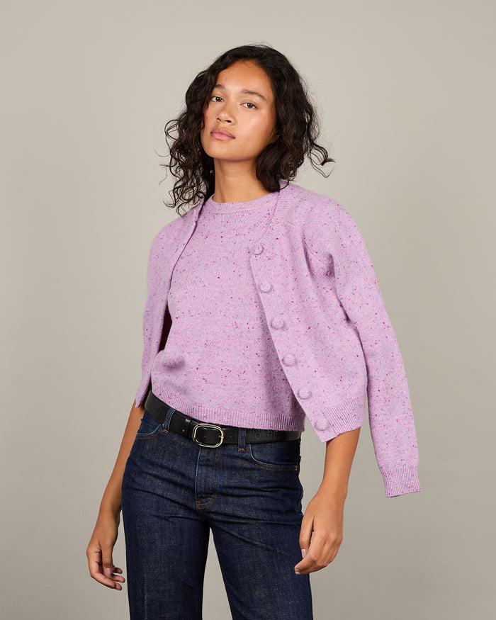 alexandra golovanoff Cardigan Mila tweed mauve 17
