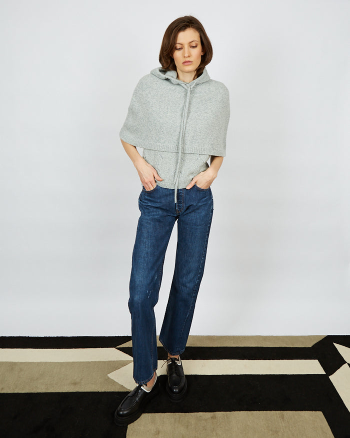 Alexandra Golovanoff Poncho Capuche Blue Grey