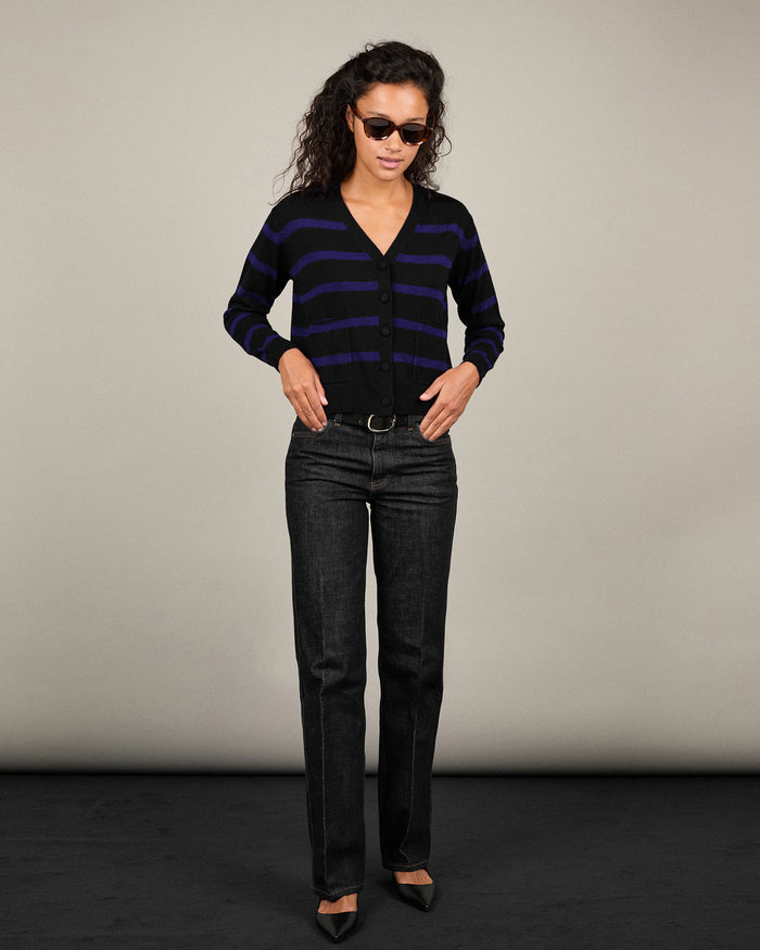 alexandra golovanoff Cardigan Louise Stripes myrtille 18
