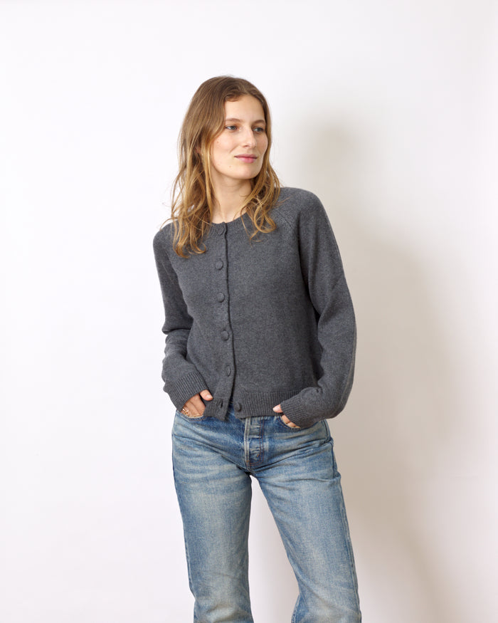 Alexandra Golovanoff Cardigan Mila Silk Anthracite 15