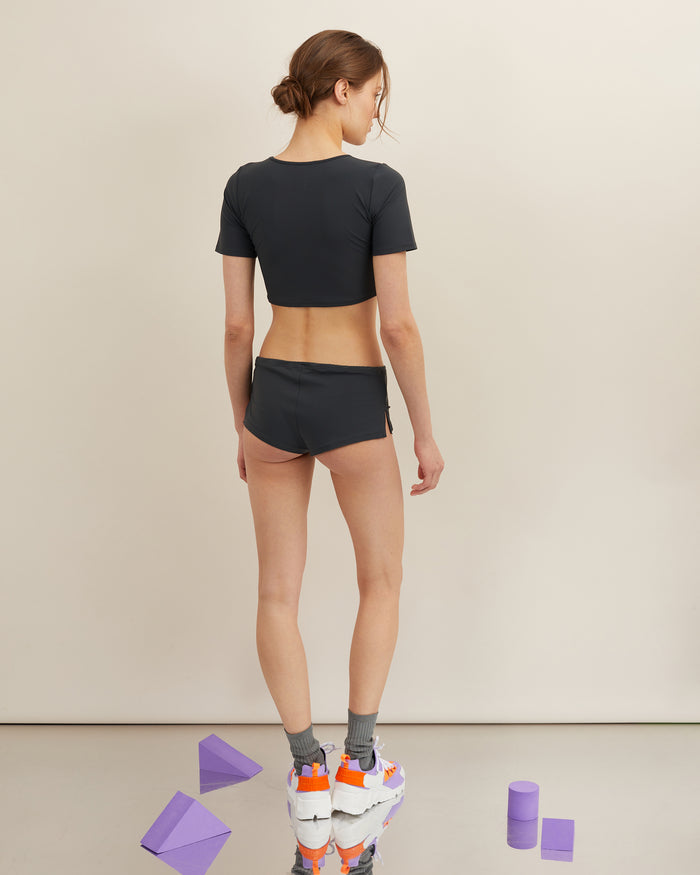 Alexandra Golovanoff Maillot Shorty Et Crop Top Gris 16