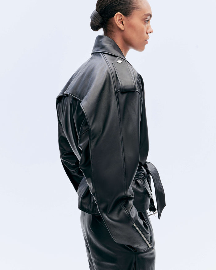 Alexandre Vauthier LEATHER BIKER JACKET BLACK