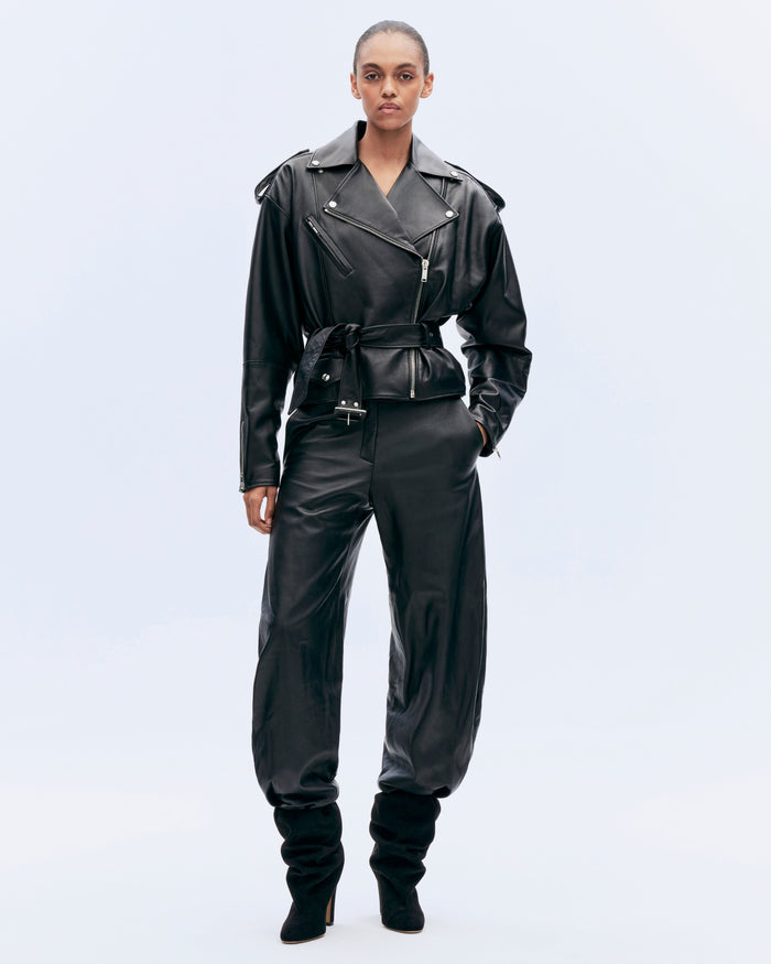 alexandre vauthier LEATHER BIKER JACKET BLACK