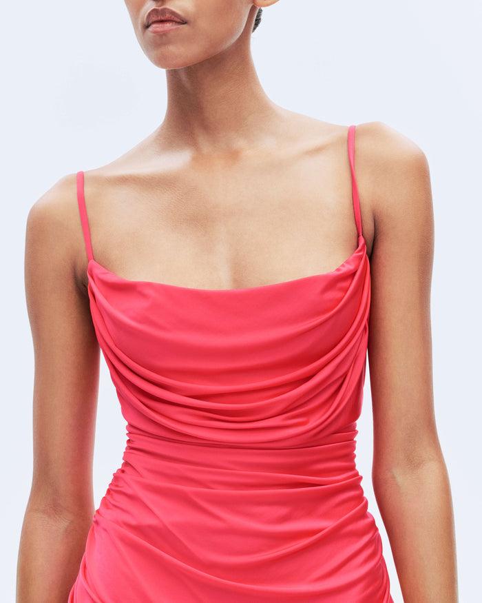 Alexandre Vauthier DRAPED MINI DRESS RASPBERRY PINK