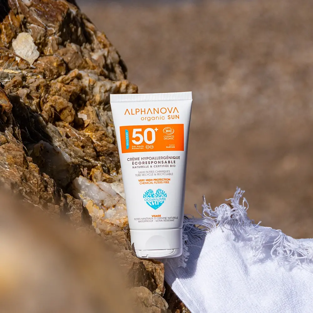 Alphanova Crème Solaire Certifiée Bio Hypoallergénique Visage SPF 50+