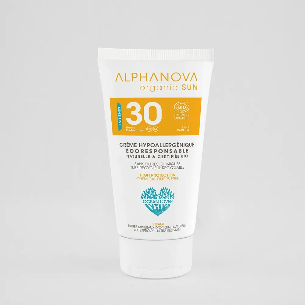 Alphanova Crème Solaire Hypoallergénique Visage Bio Spf 30