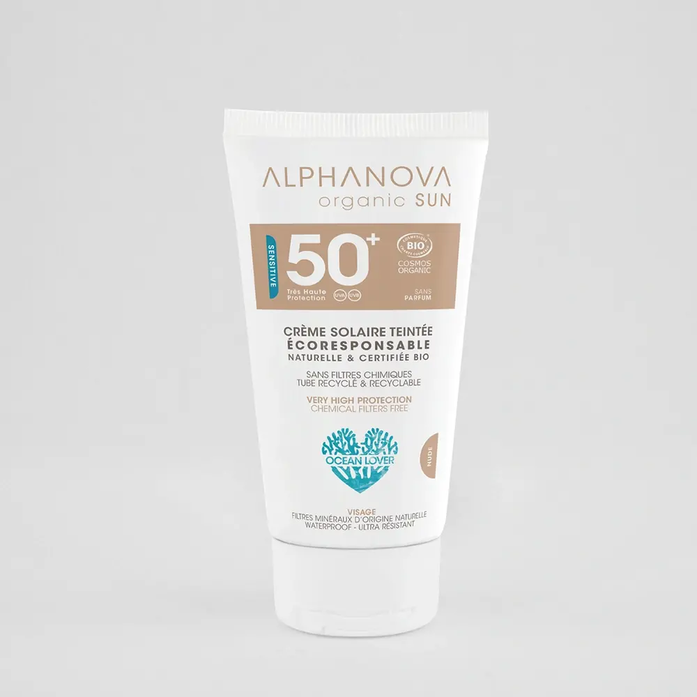 Alphanova Crème Solaire Teintée Claire Certifiée Bio SPF 50+